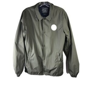 Jack and Jones Originals Mens Small Windbreaker Snap‎ Front Jacket Olive Green